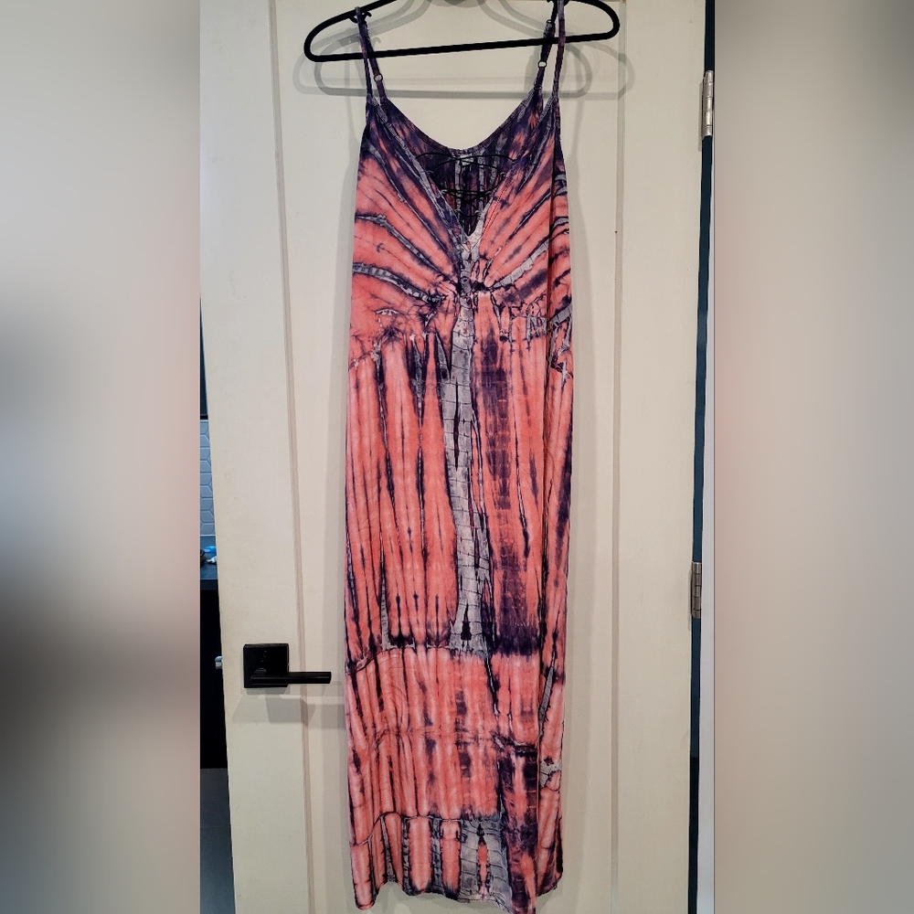 Tie-Dye Maxi Dress in Pink and Purple